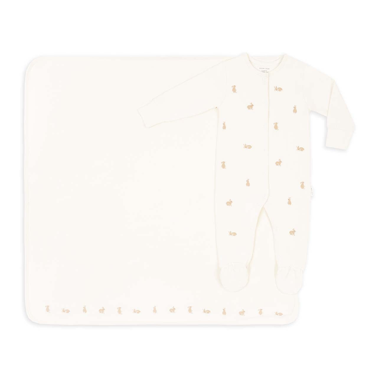 New Baby Sleepsuit and Blanket Gift Set Bunny Avery Row