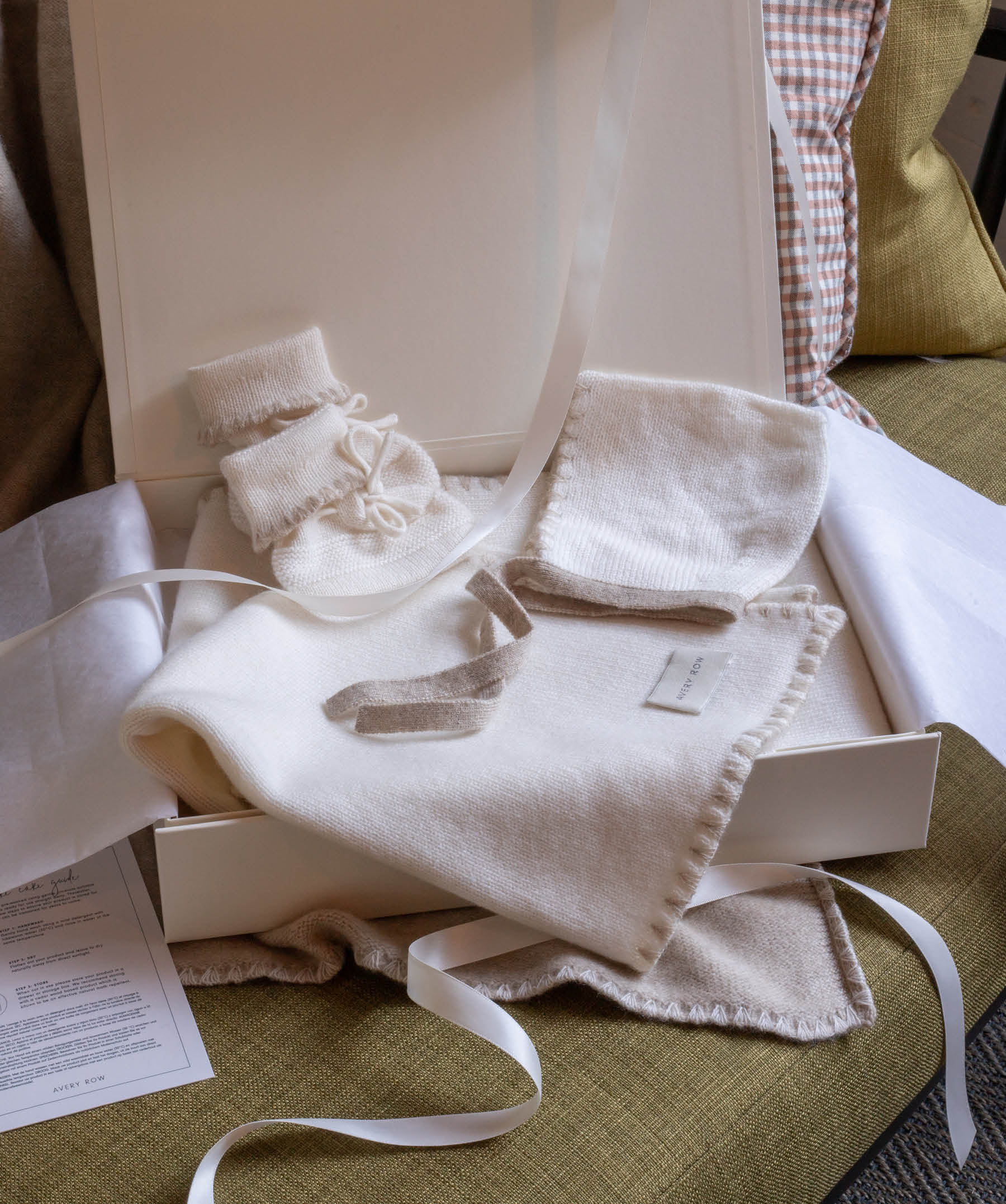 Cashmere Blanket, Bonnet & Booties New Baby Gift Set - Natural