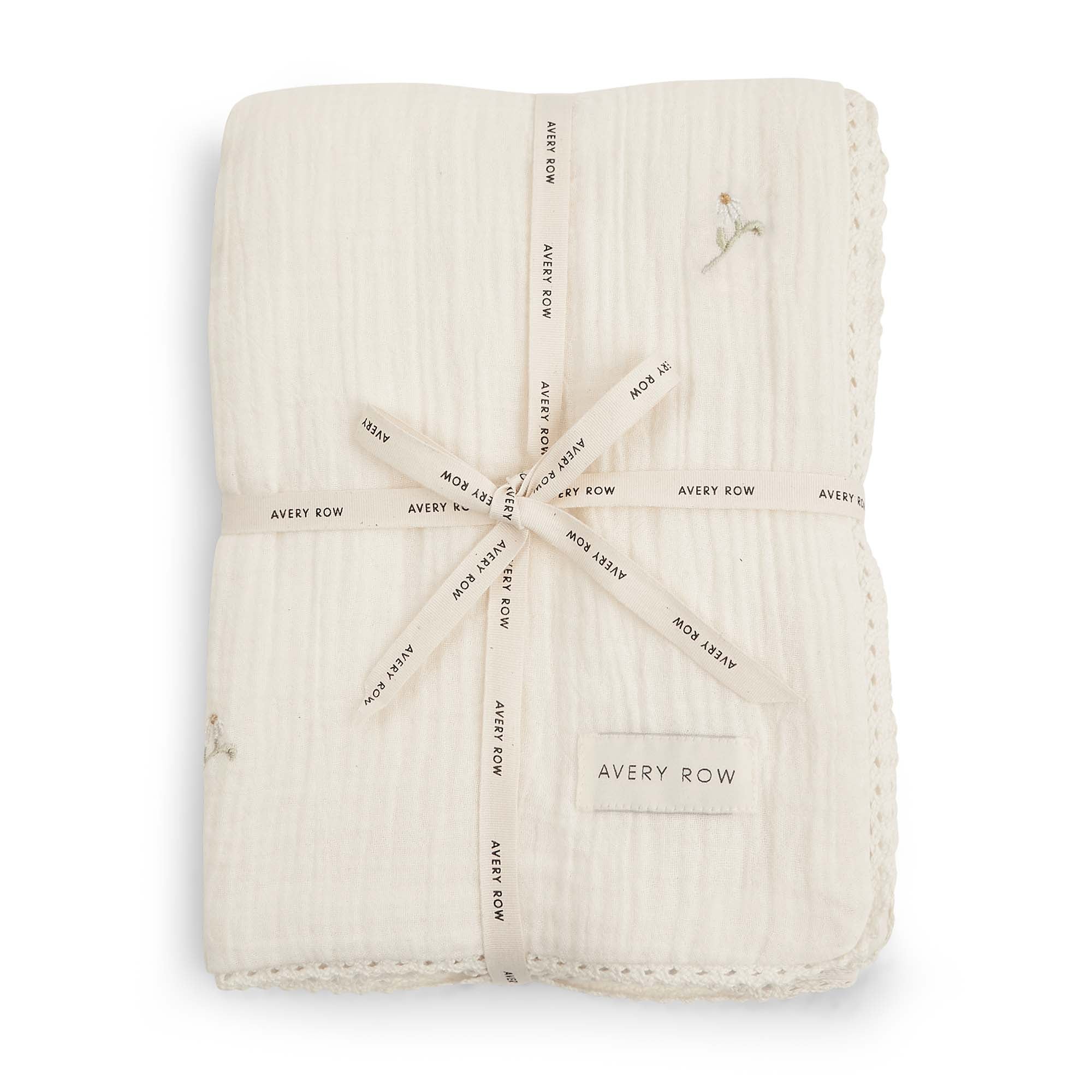Embroidered Muslin blanket Wild Chamomile Avery Row