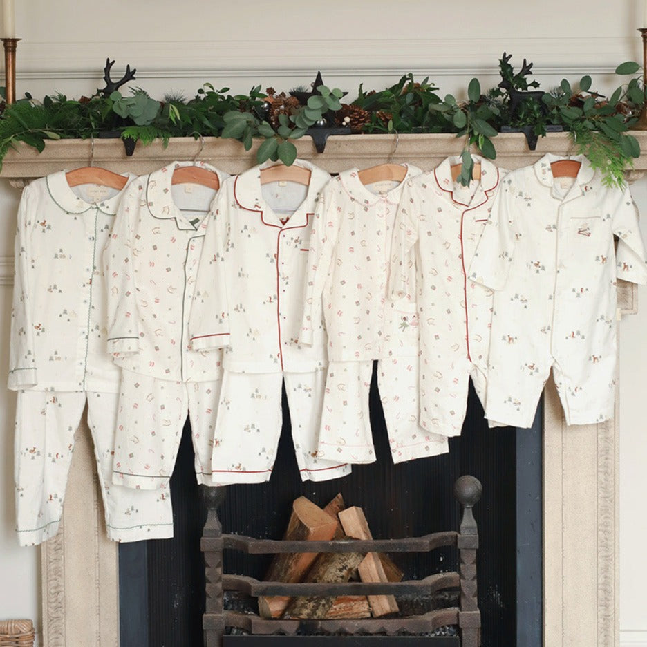 A collection of Christmas pyjamas featuring nutcracker design for girls