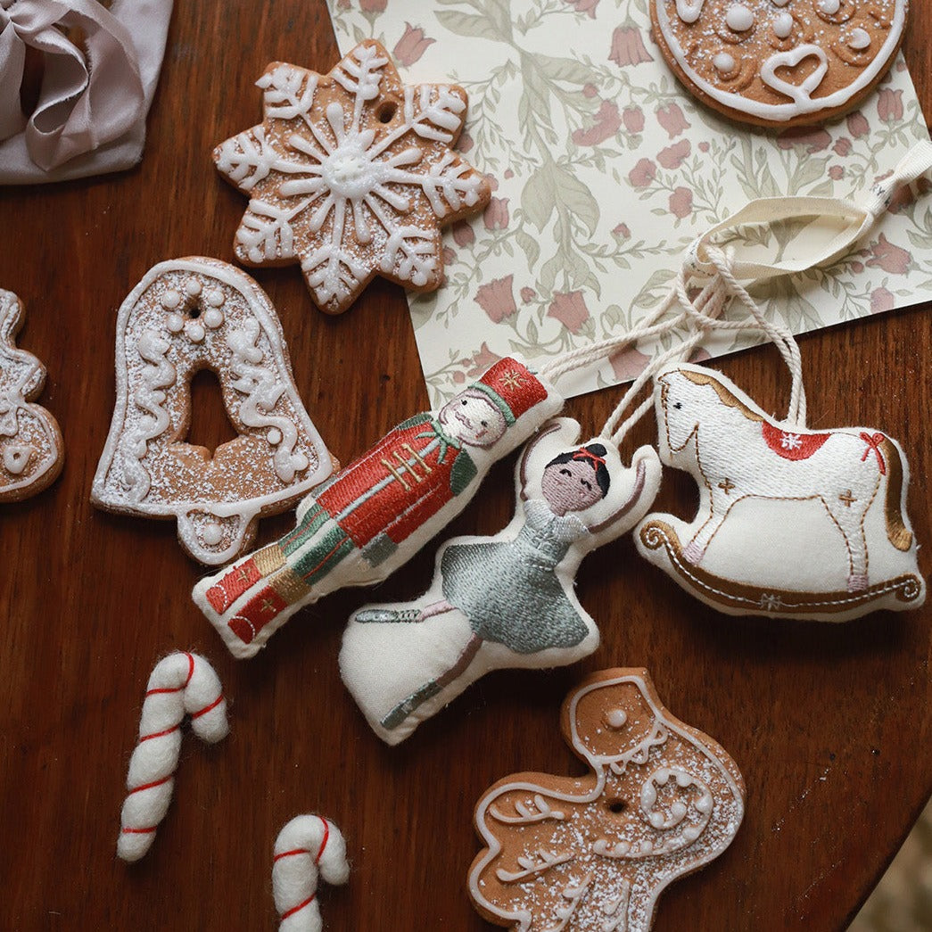 Christmas Tree Decor on top of a table featuring nutcracker design
