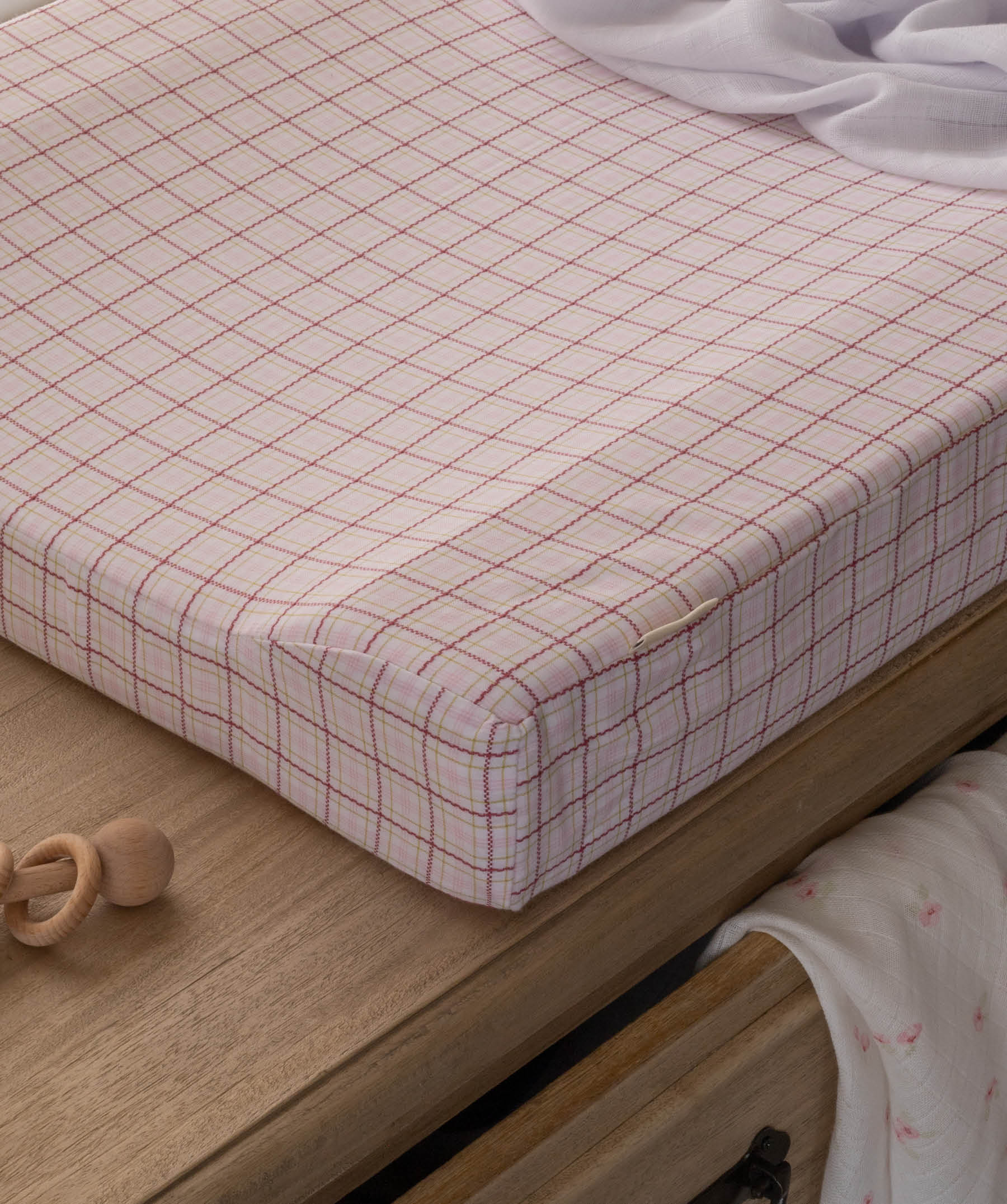 Changing Mat Cover - Pink Check