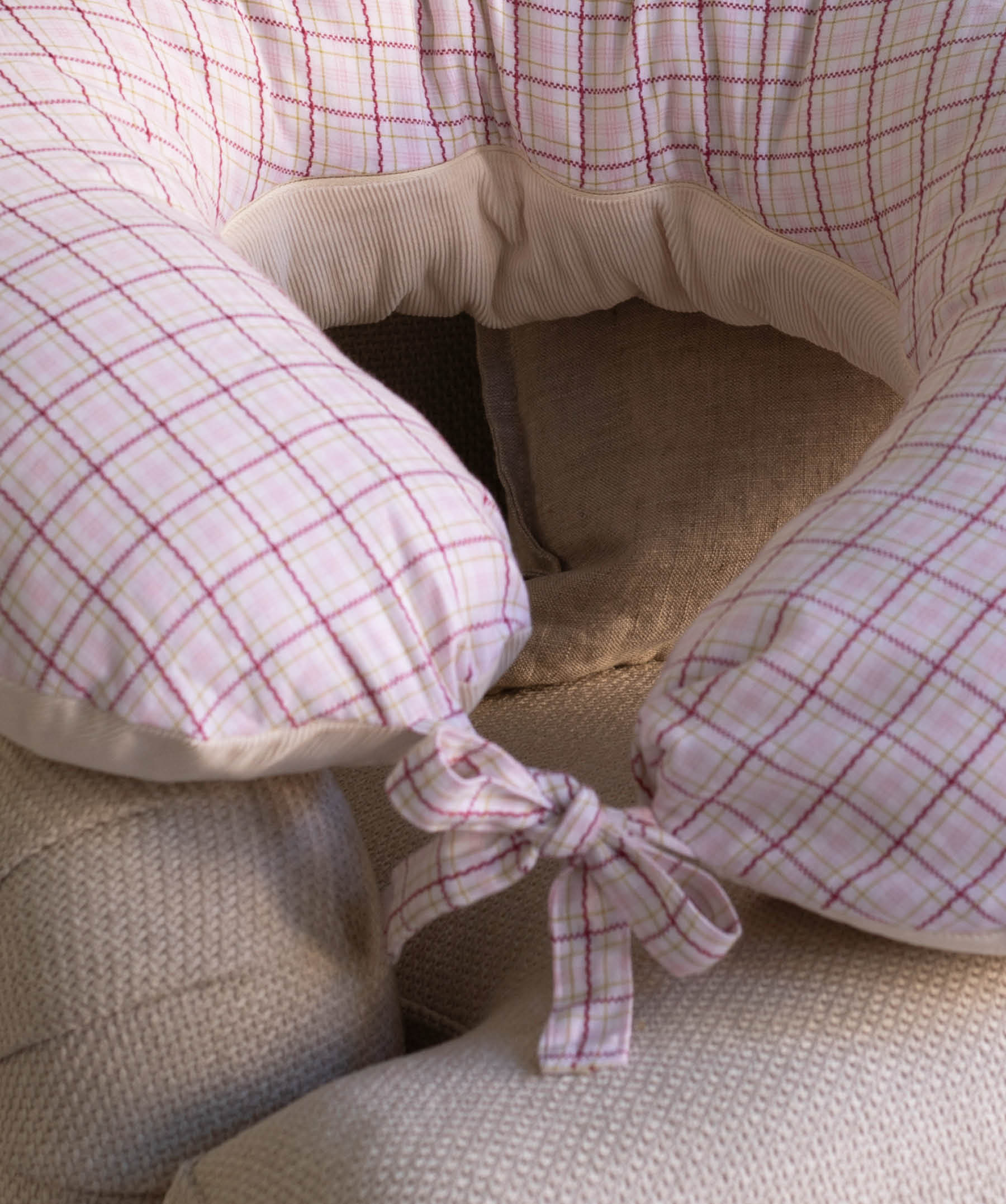 Nursing Pillow Cover - Pink Check