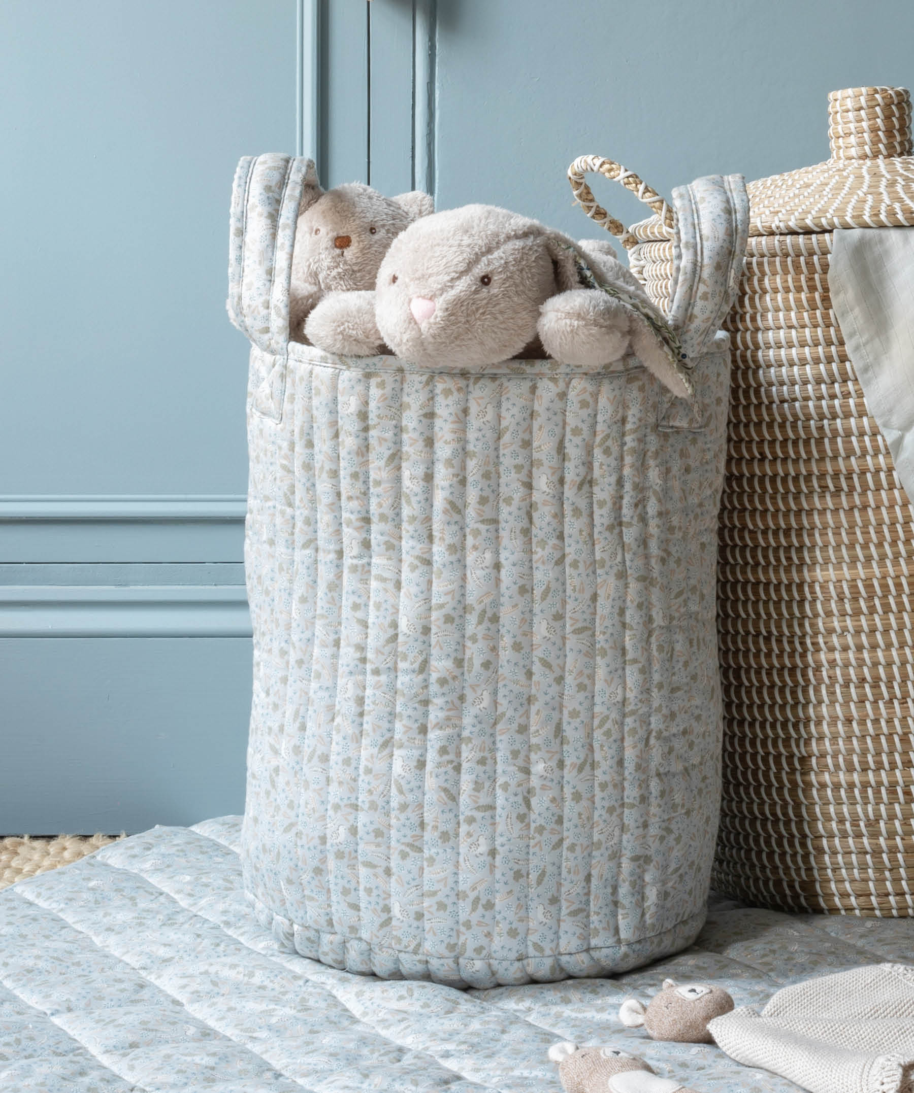 Large Quilted Storage Basket Nature Trail Stripe