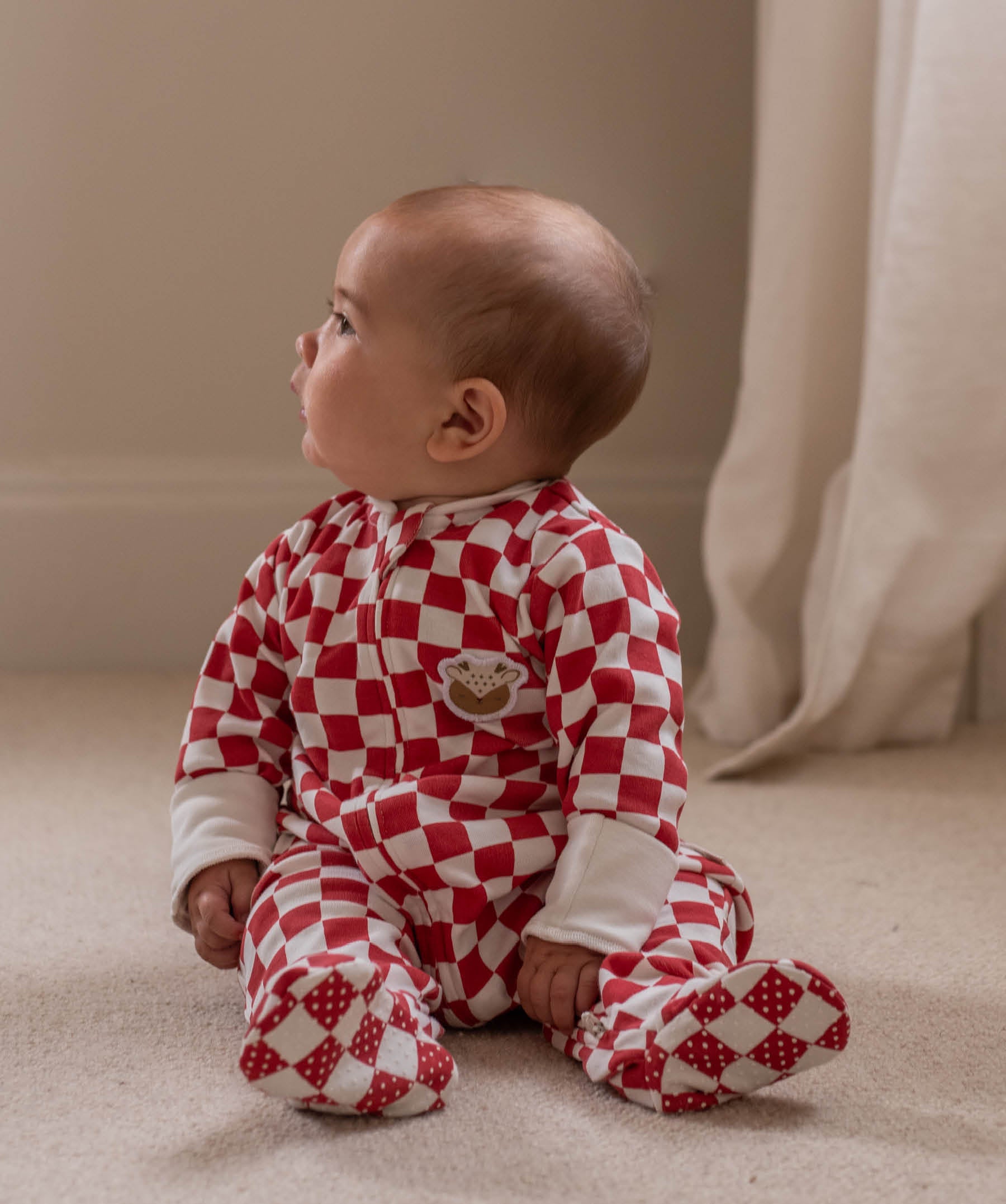 Christmas Jersey Sleepsuit Checkerboard