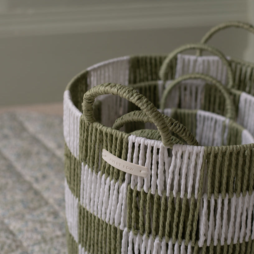 Checkerboard Storage Basket Medium - Sage