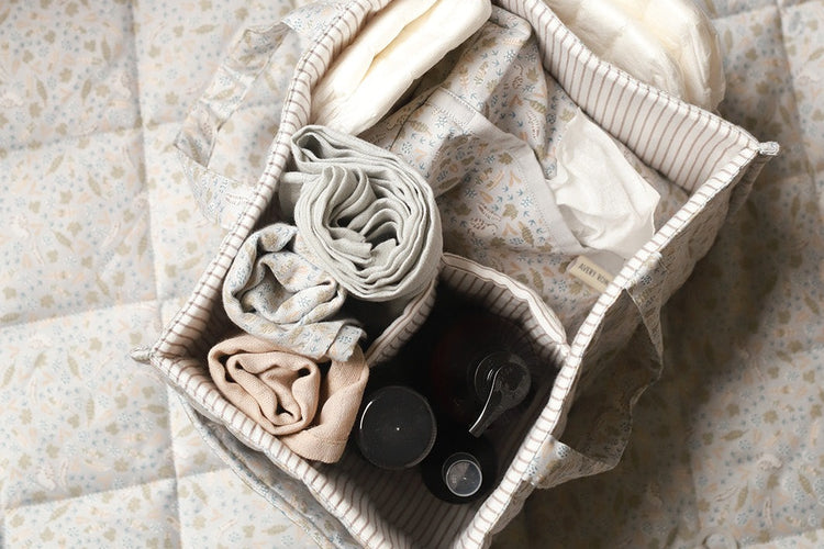 Muslin Squares set of 3 in a nappy caddy