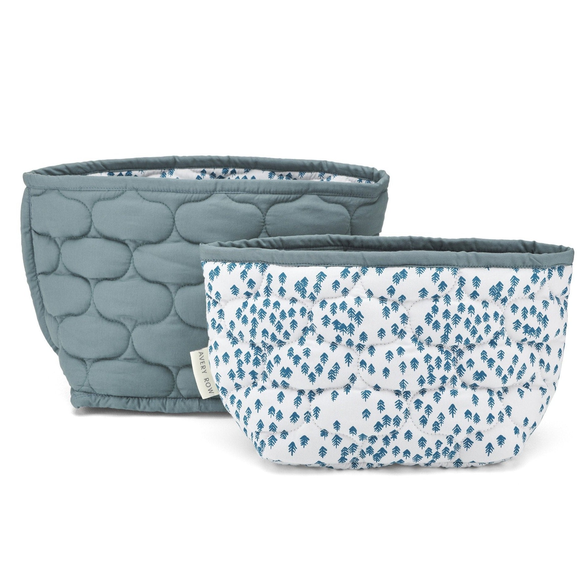 Small Quilted Storage Baskets Set of 2 - Nordic Forest - Avery Row