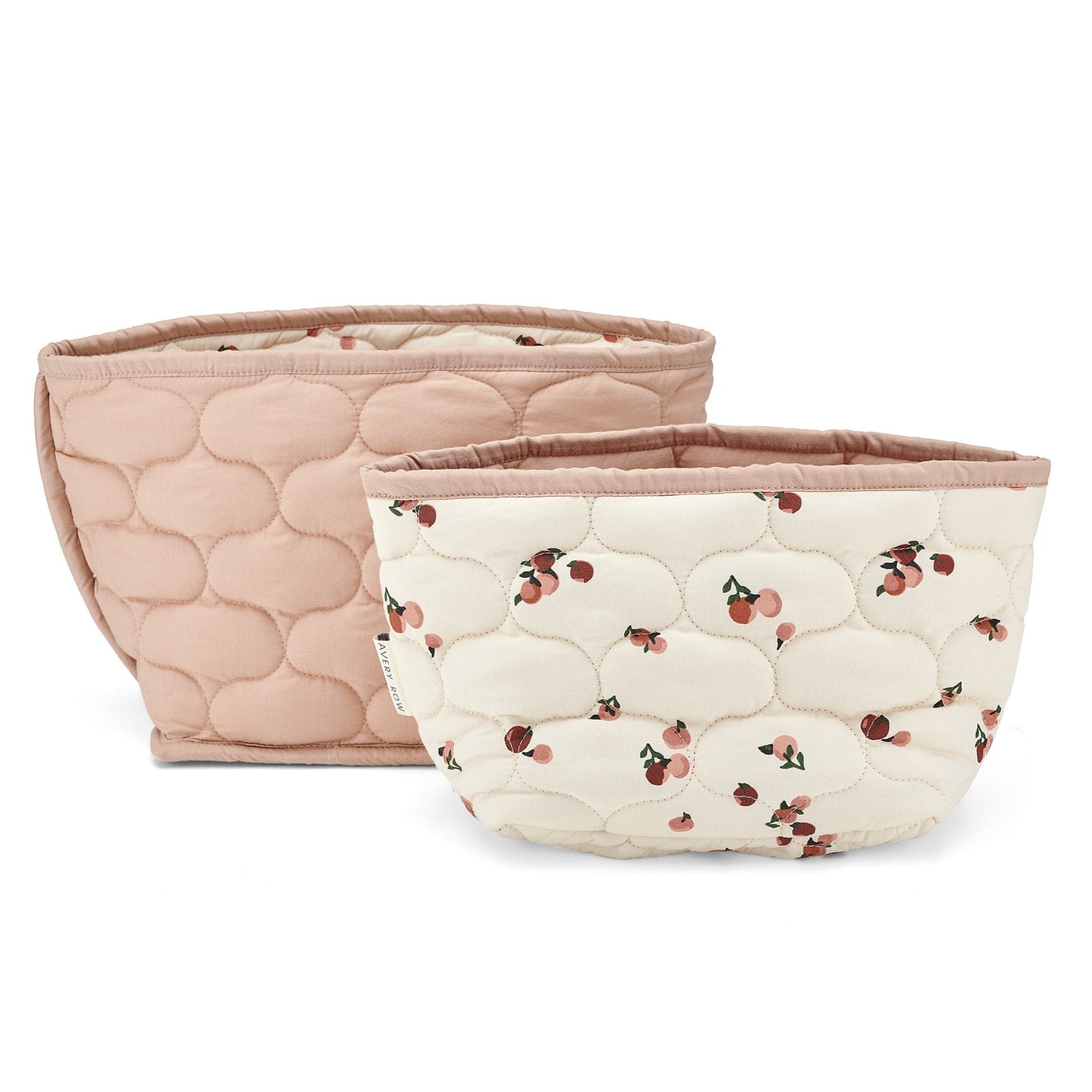 Small Quilted Storage Baskets Set of 2 - Peaches - Avery Row