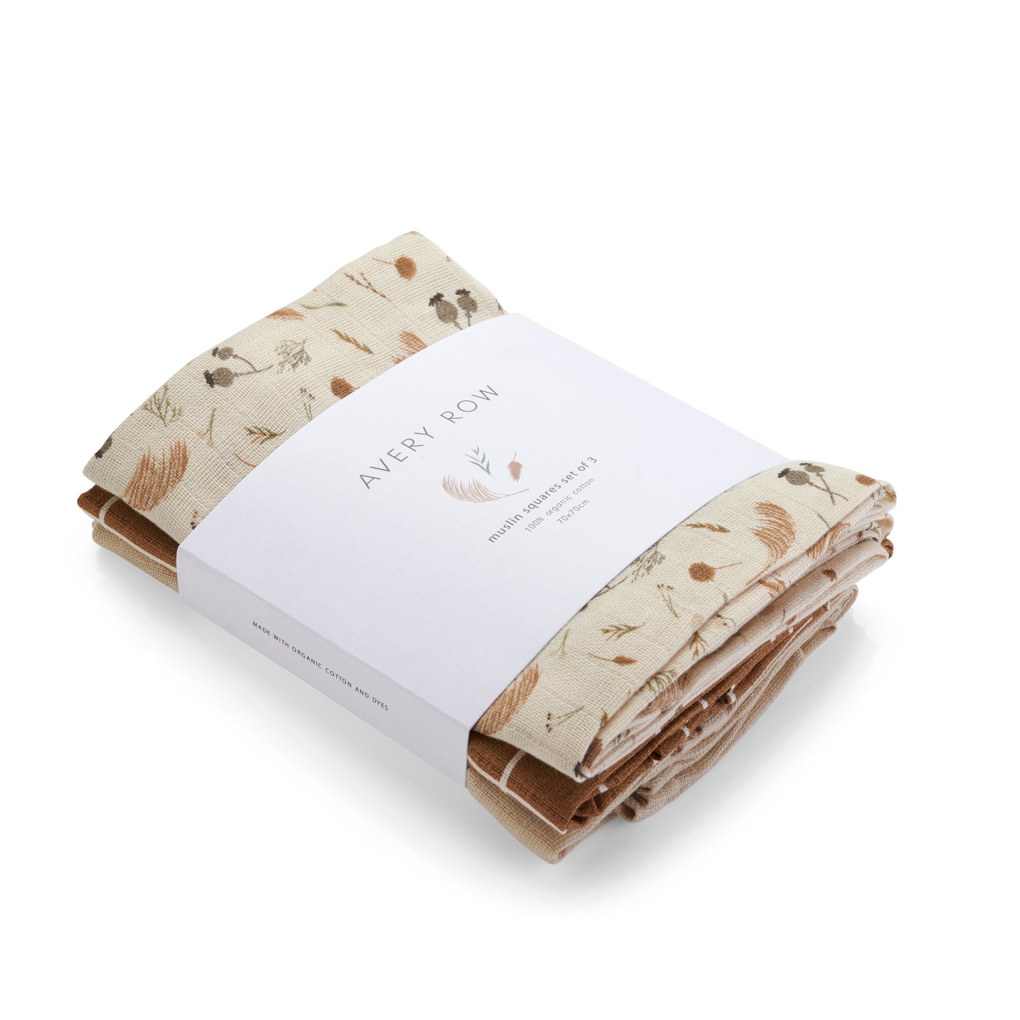 Organic Baby Muslin Squares Set of 3 - Grasslands - Avery Row