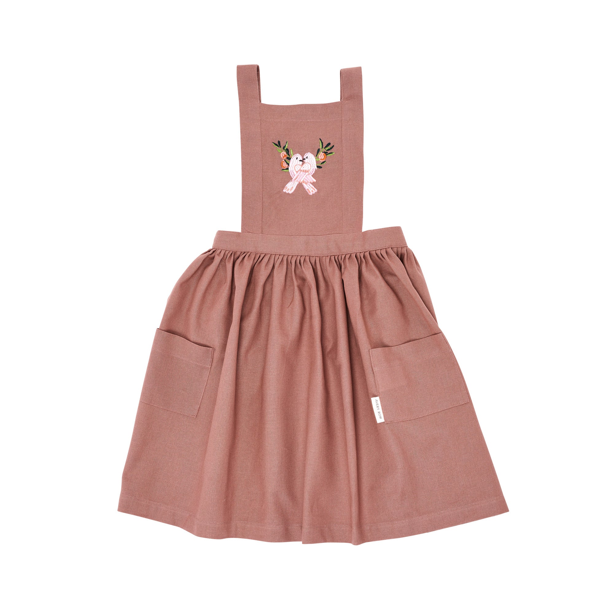 Kid's Pinafore Apron, Embroidered - Love Birds - Avery Row