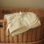 Embroidered Muslin blanket - Grasslands, Milky White - Avery Row