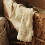 Embroidered Muslin blanket - Grasslands, Milky White - Avery Row