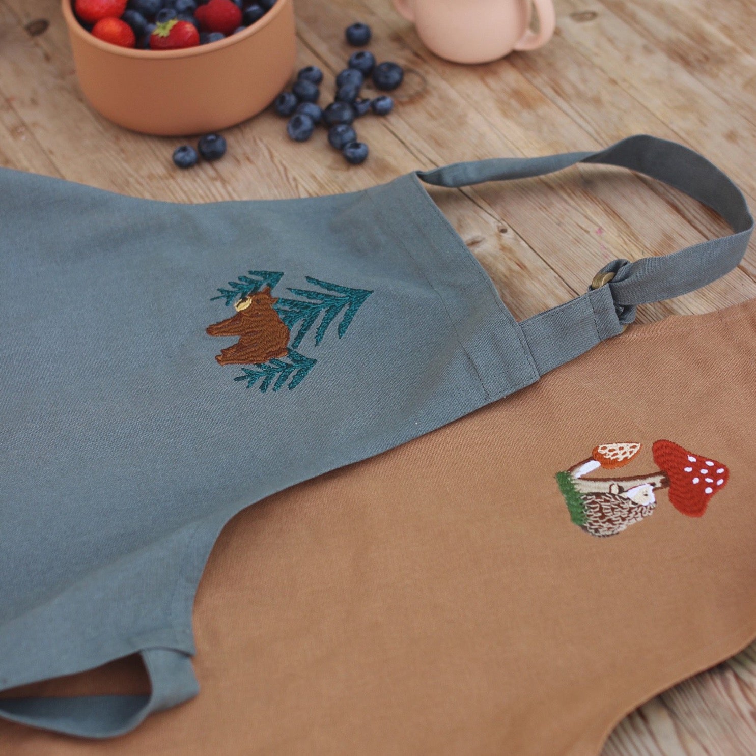 Kid's Apron, Embroidered - Forest Bear - Avery Row