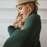 Plait Knit Baby Blanket - Pine Green - Avery Row