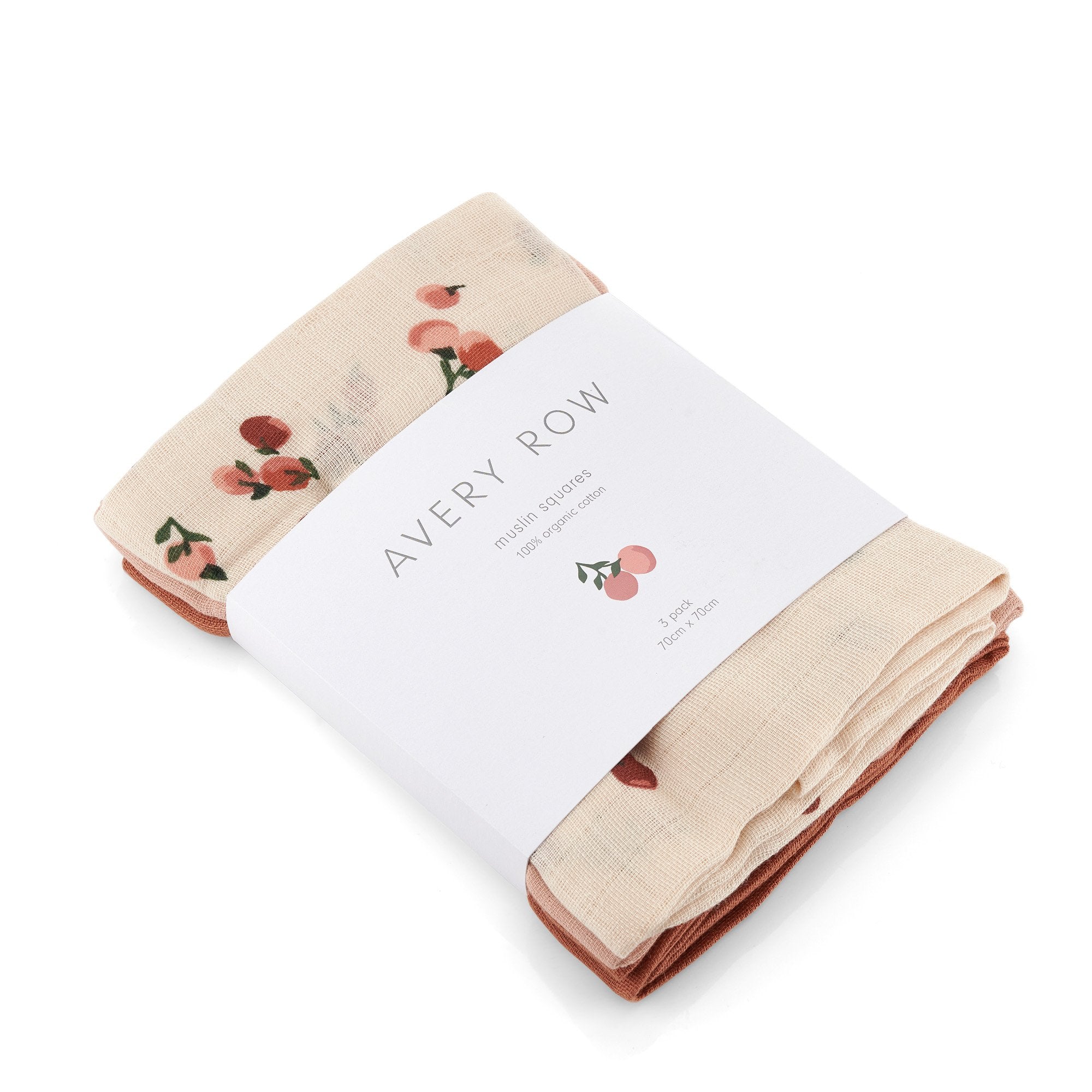 Organic Baby Muslin Squares Set of 3 - Peaches - Avery Row