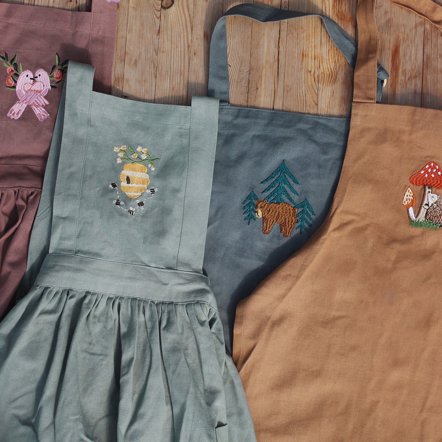 Kid's Apron, Embroidered - Woodland Hedgehog - Avery Row